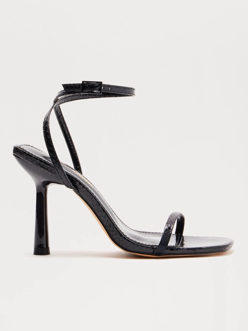 Fashion Nova Black Patent Strappy Stiletto Sandals
